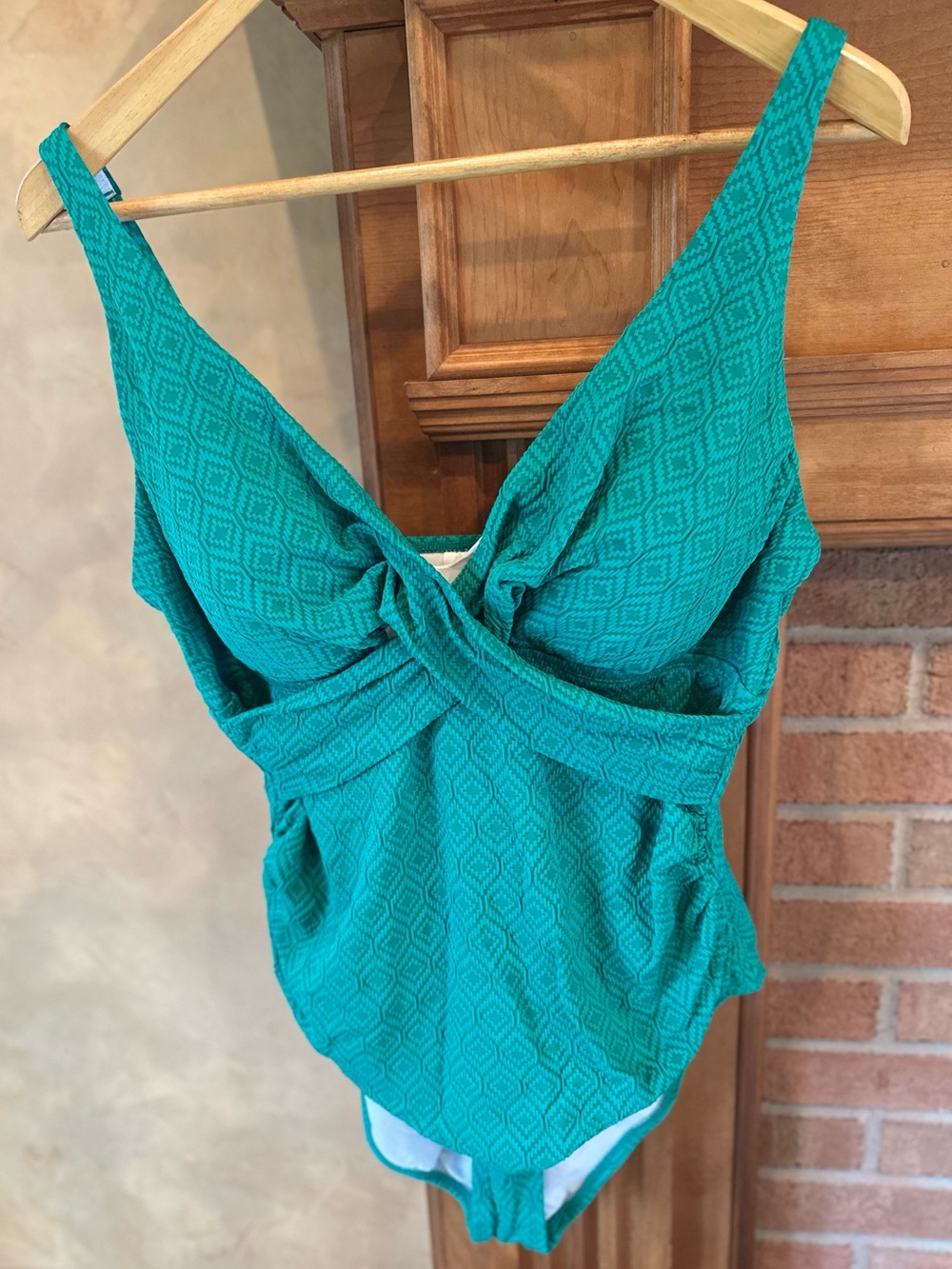 Textured Teal Twist-Front Bodysuit
